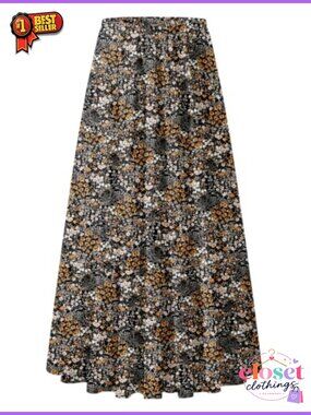Chiffon High Waist Maxi Skirt with Pockets